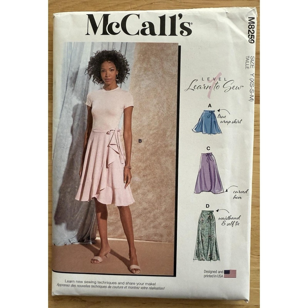 McCall's Learn To Sew Pattern M8259 Misses' Wrap Skirt Size XS-M Uncut FF